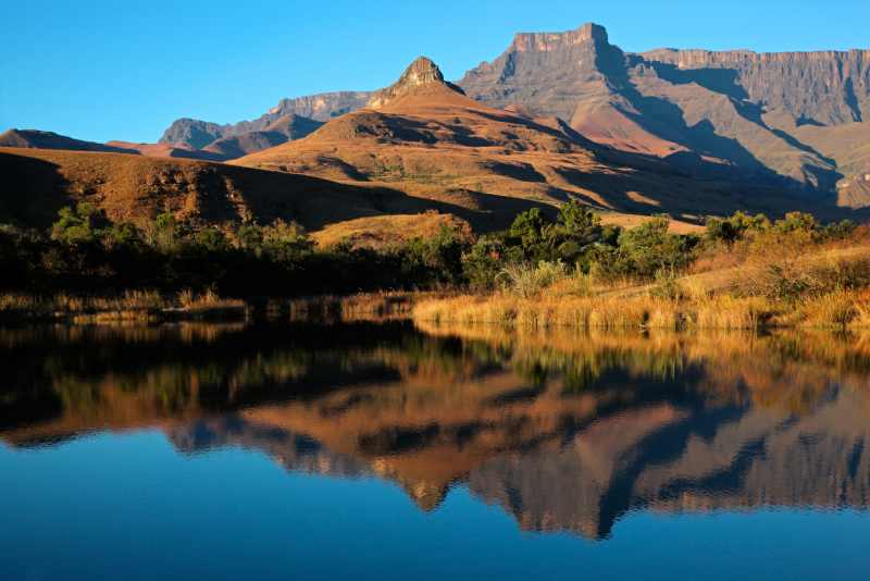 View of Royal Natal National Park with the amphitheatre in the background