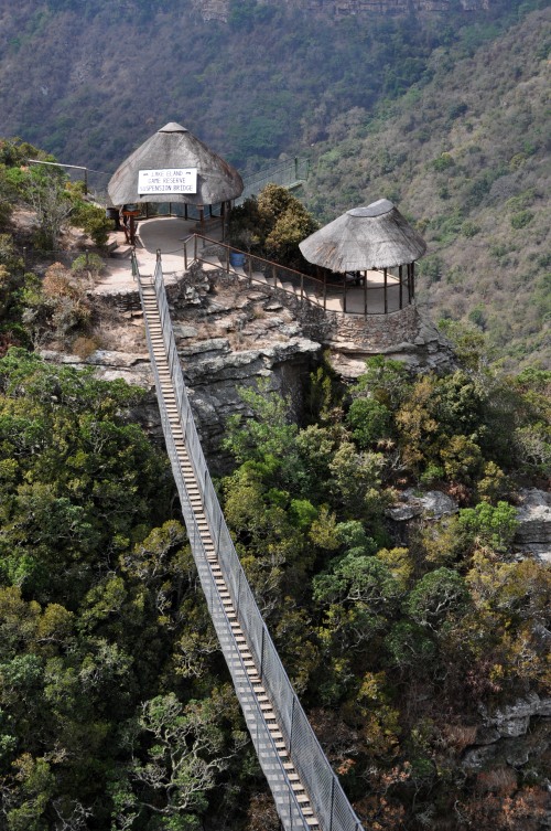 The swing bridge across the gorge