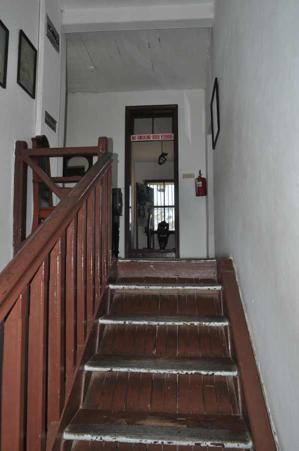 Heading up stairs inside Fort Durnford